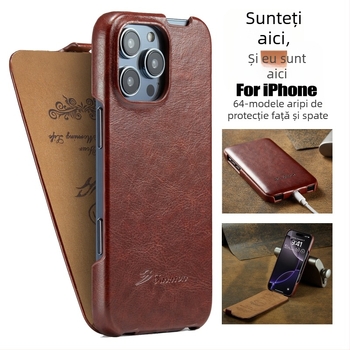 Potrivit pentru Apple Iphone 16Promax Carcasă de telefon mobil 17 inch, cu clapă în sus și în jos, în formă de husă de protecție din piele Plus