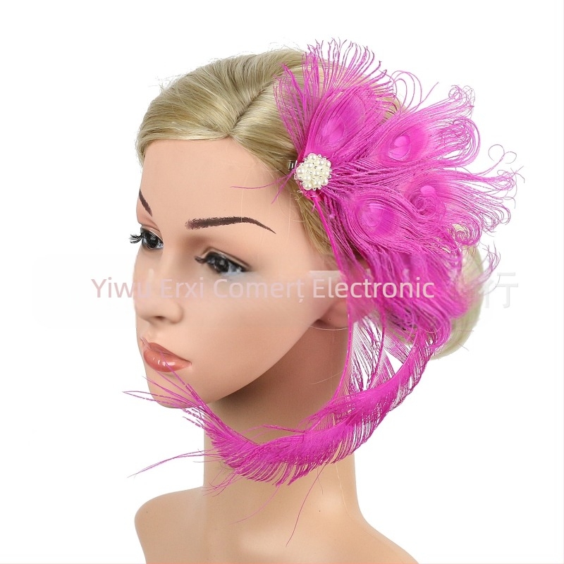 Păr exagerat cu pene de păun pentru mireasă, vânzare fierbinte, europene și americane, accesorii de păr, tip top hat de tip boutique, pentru petrecere, bal