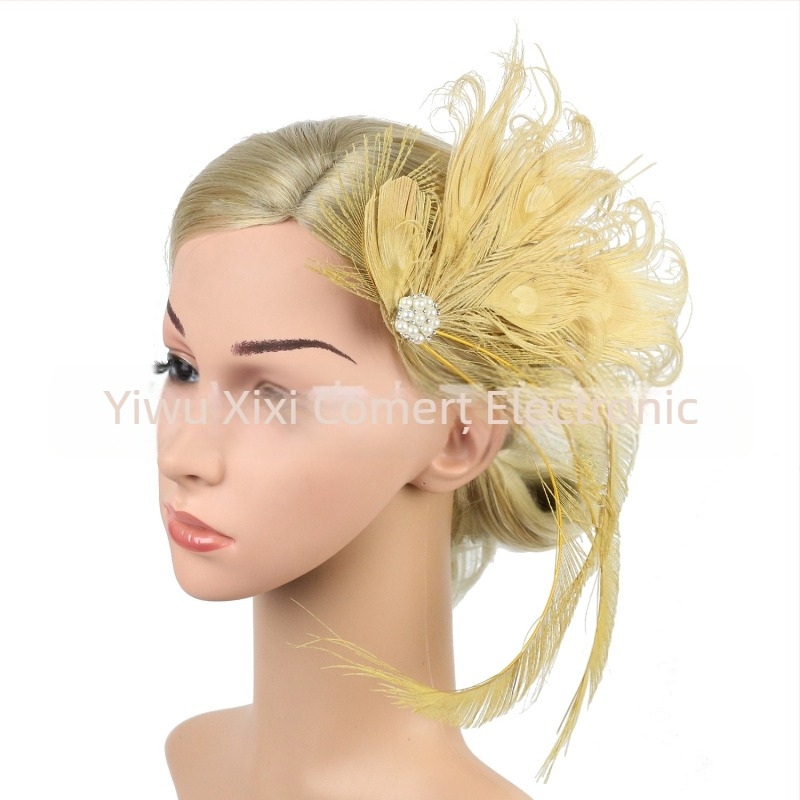 Păr exagerat cu pene de păun pentru mireasă, vânzare fierbinte, europene și americane, accesorii de păr, tip top hat de tip boutique, pentru petrecere, bal