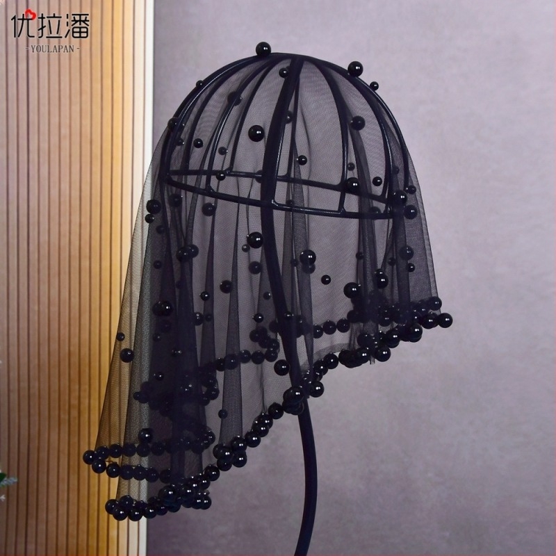 Youlapan Va10 Elegant Retro Coafură Voal cu Perle Bal de Nuntă Recepție Cină Cel Mai Ușor pentru Asortare Accesorii de Acoperire a Feței