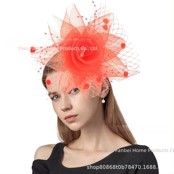 Explozii Amazon transfrontaliere pentru femei, plasă de tifon, europene și americane, nou accesoriu de frumusețe pentru cap, festival de curse de cai, decorativ, floare, voal retro