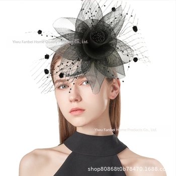 Explozii Amazon transfrontaliere pentru femei, plasă de tifon, europene și americane, nou accesoriu de frumusețe pentru cap, festival de curse de cai, decorativ, floare, voal retro