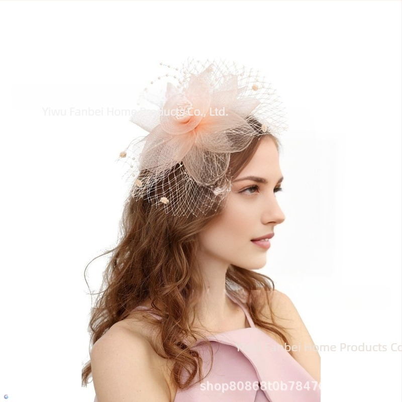 Explozii Amazon transfrontaliere pentru femei, plasă de tifon, europene și americane, nou accesoriu de frumusețe pentru cap, festival de curse de cai, decorativ, floare, voal retro