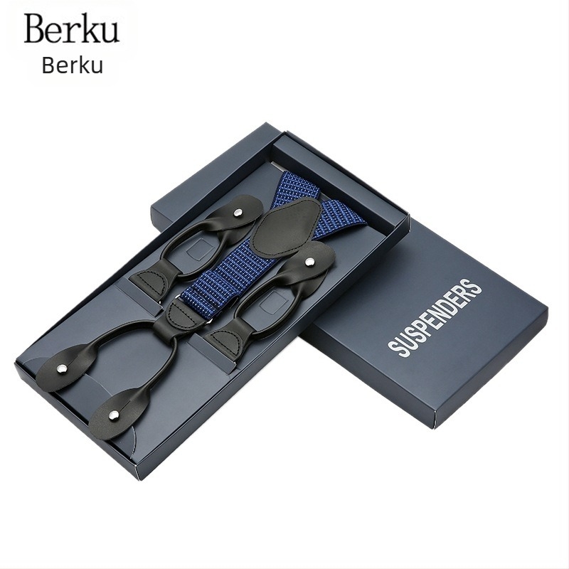 Bretele bărbătești Cross-Border, elastice multicolore, cu butonieră, pentru pantaloni