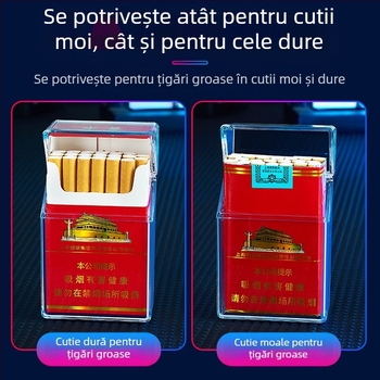 Husă de țigară transparentă cu gradient HB209B, 20 huse de țigară portabile subțiri, din plastic ABS, anti-presiune, rezistente la umiditate