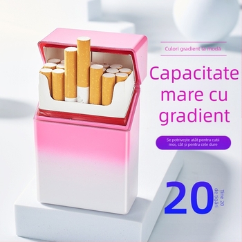 Husă de țigară transparentă cu gradient HB209B, 20 huse de țigară portabile subțiri, din plastic ABS, anti-presiune, rezistente la umiditate