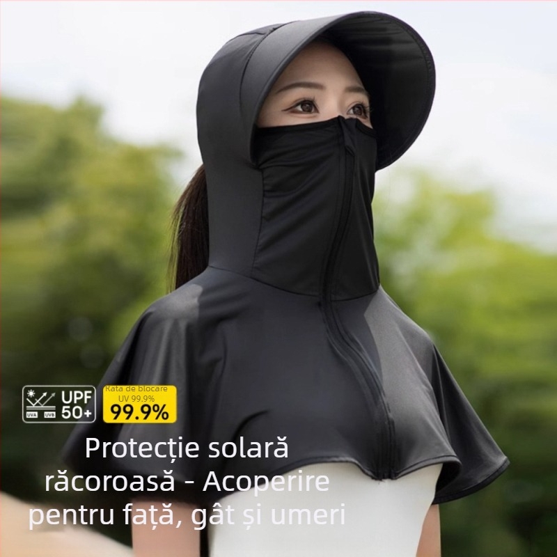 Mască de soare pentru gât, de primăvară și vară, cu protecție UPF50 și anti-ultraviolete, pentru femei, la modă, asortată cu șal și voal de protecție solară