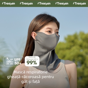 Yansen Mască de protecție solară pentru față completă, spate, gât, mască de protecție solară, mătase de gheață 5D, mască de protecție solară stereo anti-UV pentru ciclism