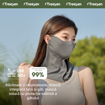 Yansen Mască de protecție solară pentru față completă, spate, gât, mască de protecție solară, mătase de gheață 5D, mască de protecție solară stereo anti-UV pentru ciclism