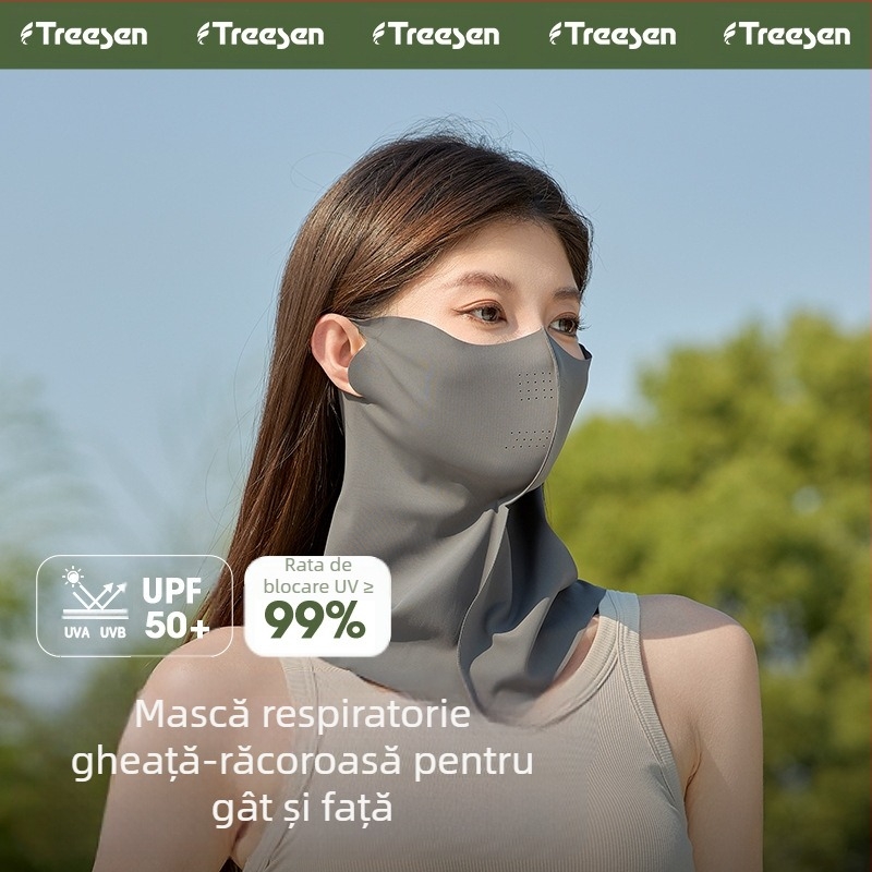 Yansen Mască de protecție solară pentru față completă, spate, gât, mască de protecție solară, mătase de gheață 5D, mască de protecție solară stereo anti-UV pentru ciclism