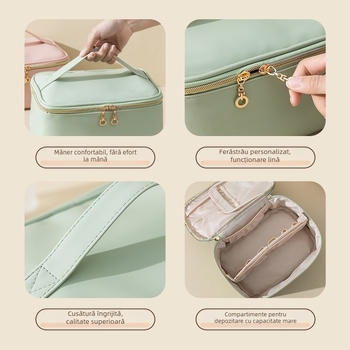 Geantă cosmetică PU transfrontalieră nouă, geantă de depozitare cosmetică, geantă de călătorie portabilă, geantă de spălare de mare capacitate, geantă cosmetică de culoare înaltă