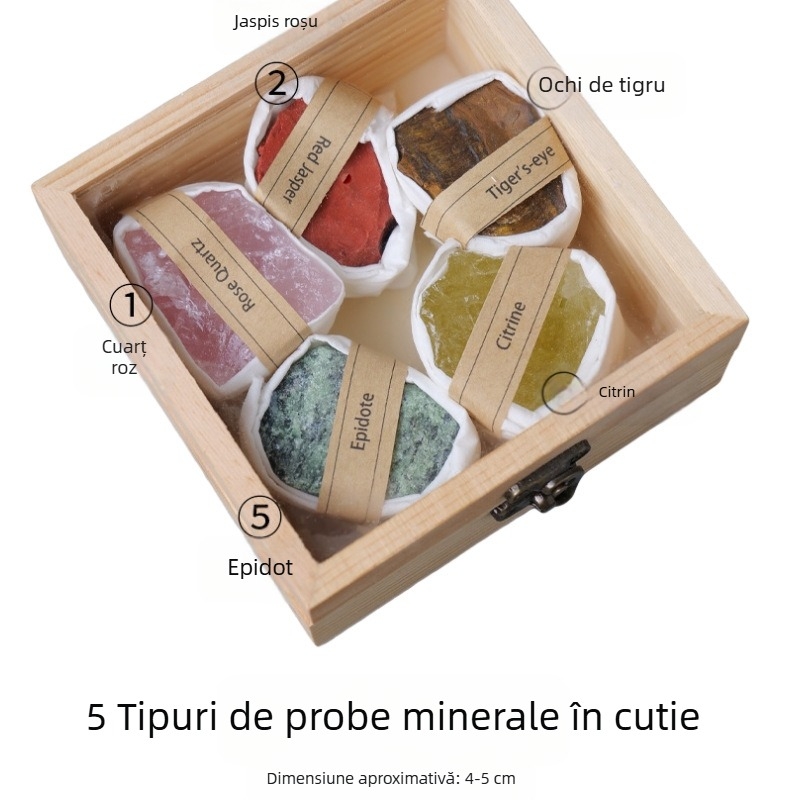Cutie de specimen de minereu de piatră brută din cristal natural, cadou pentru copii, ornamente de costum de cristal mineral, pentru predare științifică populară
