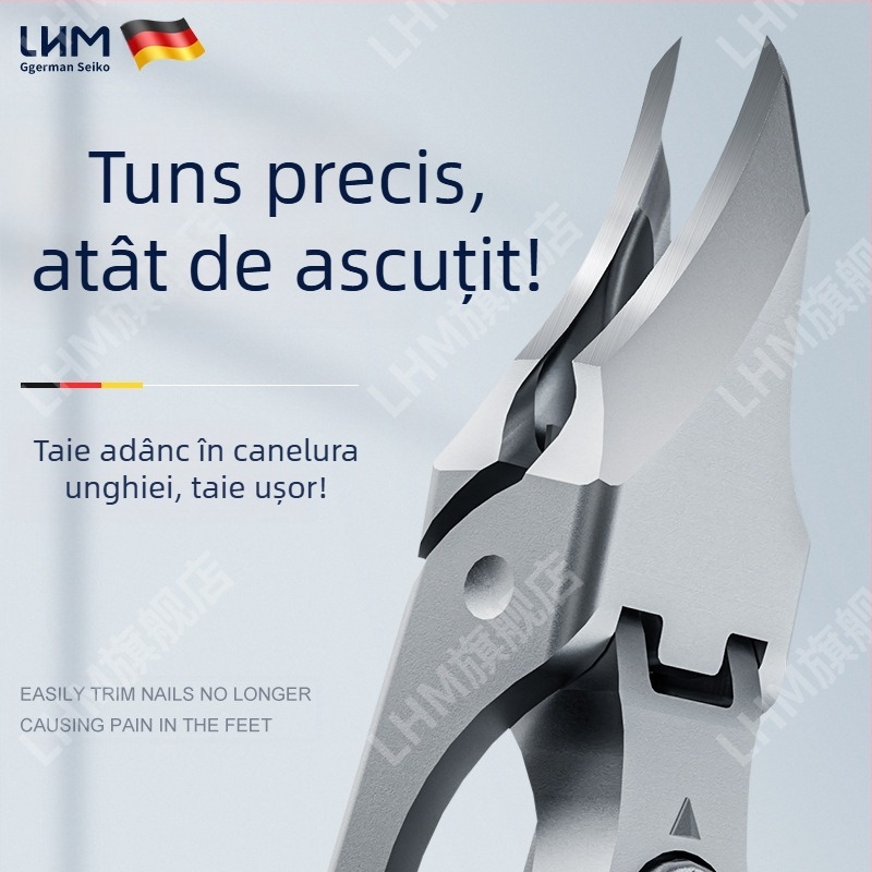 Unghiere noi de înaltă calitate, clește pentru caneluri de unghii, anti-stropire, deschidere mare, tundere pentru unghii groase și dure, instrument compact de manichiură