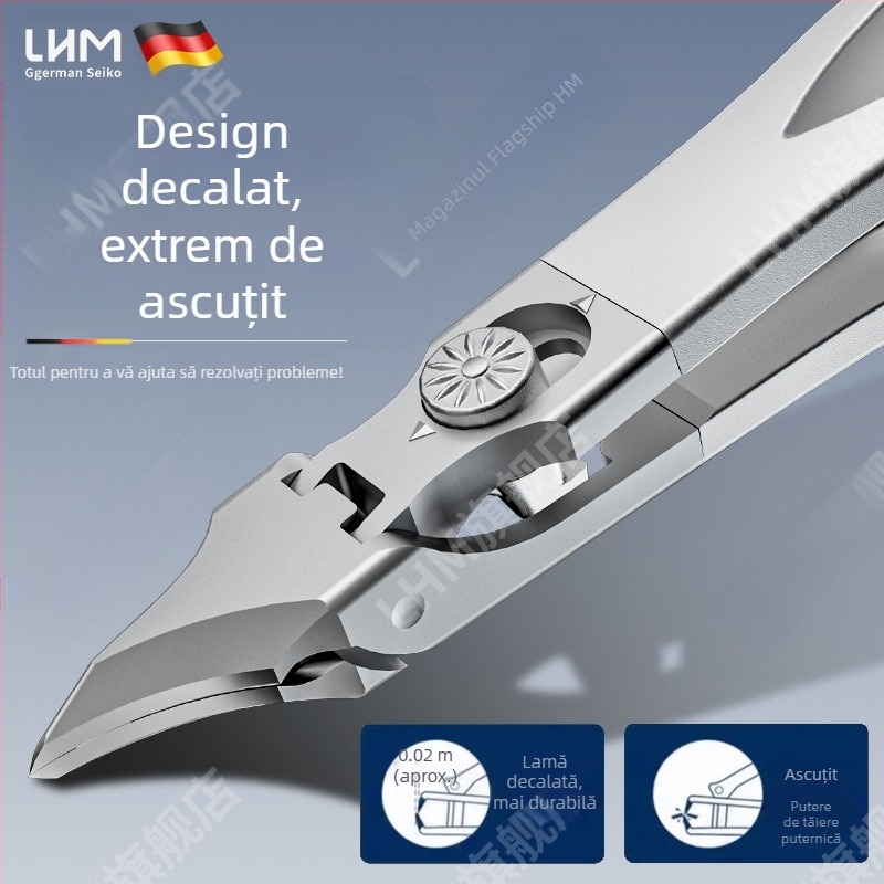 Unghiere noi de înaltă calitate, clește pentru caneluri de unghii, anti-stropire, deschidere mare, tundere pentru unghii groase și dure, instrument compact de manichiură