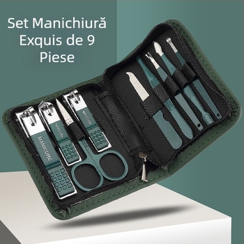 Set de unghiere cu fermoar, set de 9 piese, unghiere negre, set cadou de instrumente de înfrumusețare, en-gros