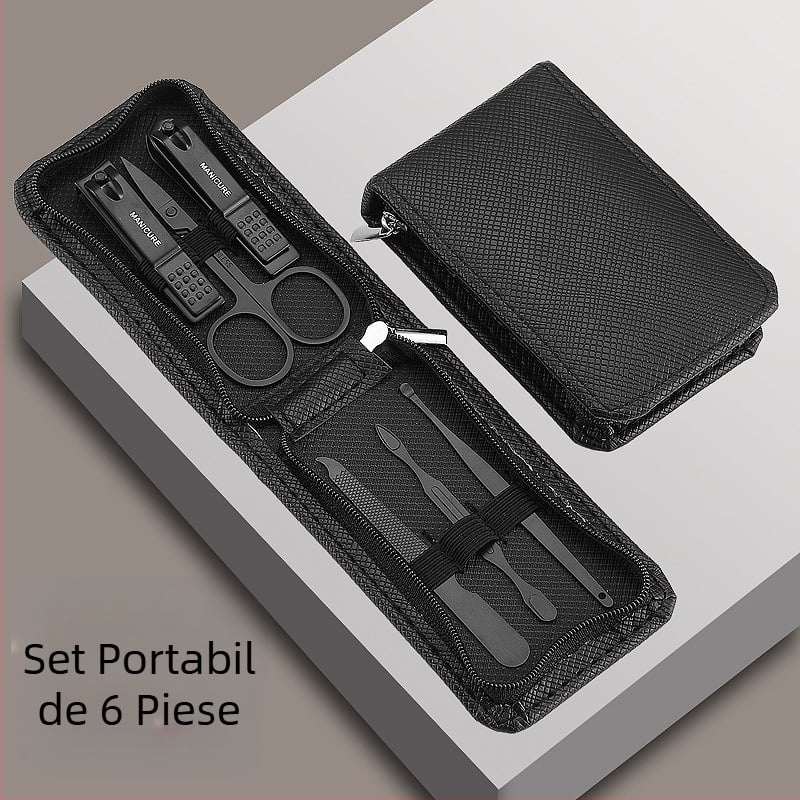 Set de unghiere cu fermoar, set de 9 piese, unghiere negre, set cadou de instrumente de înfrumusețare, en-gros