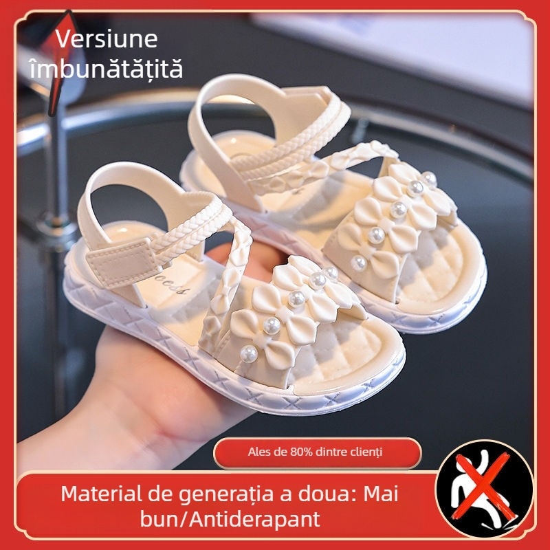Sandale pentru fete, sandale de vară noi pentru fete de vârstă mijlocie și mai mare, eleve, să poarte pantofi respirabili pentru fete, prințesă