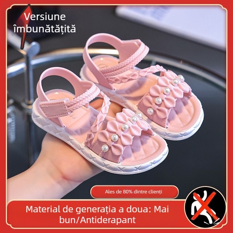 Sandale pentru fete, sandale de vară noi pentru fete de vârstă mijlocie și mai mare, eleve, să poarte pantofi respirabili pentru fete, prințesă