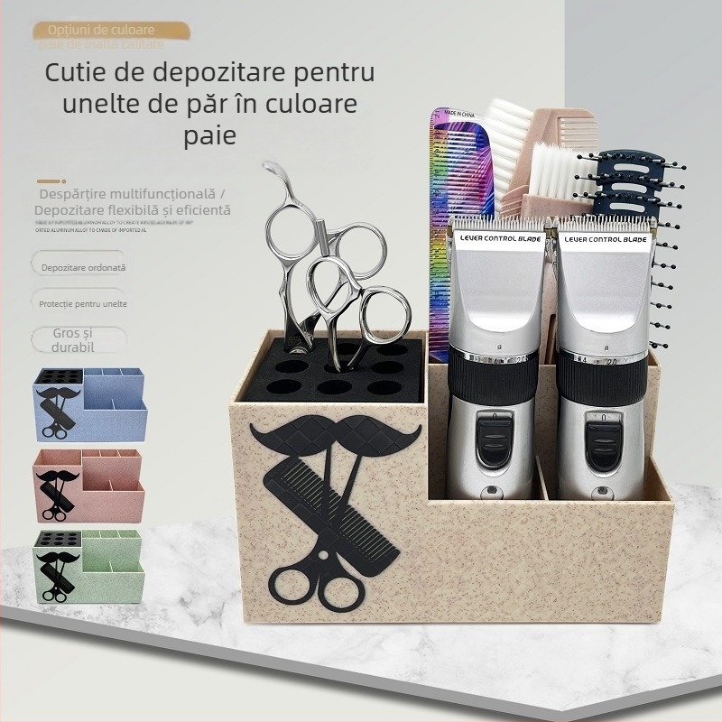 Cutie de depozitare din plastic pentru instrumente de unghii pentru salon de coafură, frizerie, stilist, foarfece creative pentru desktop, soclu