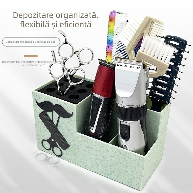 Cutie de depozitare din plastic pentru instrumente de unghii pentru salon de coafură, frizerie, stilist, foarfece creative pentru desktop, soclu