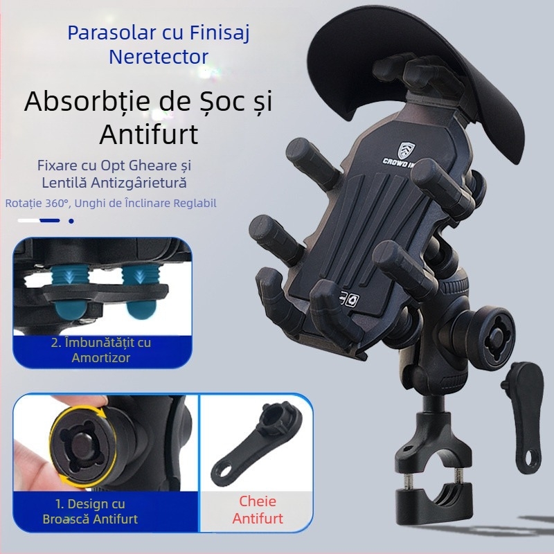 Suport telefon mobil H5X pentru motocicletă, cu absorbție de șocuri, antifurt, nr. 9, livrare vehicul electric