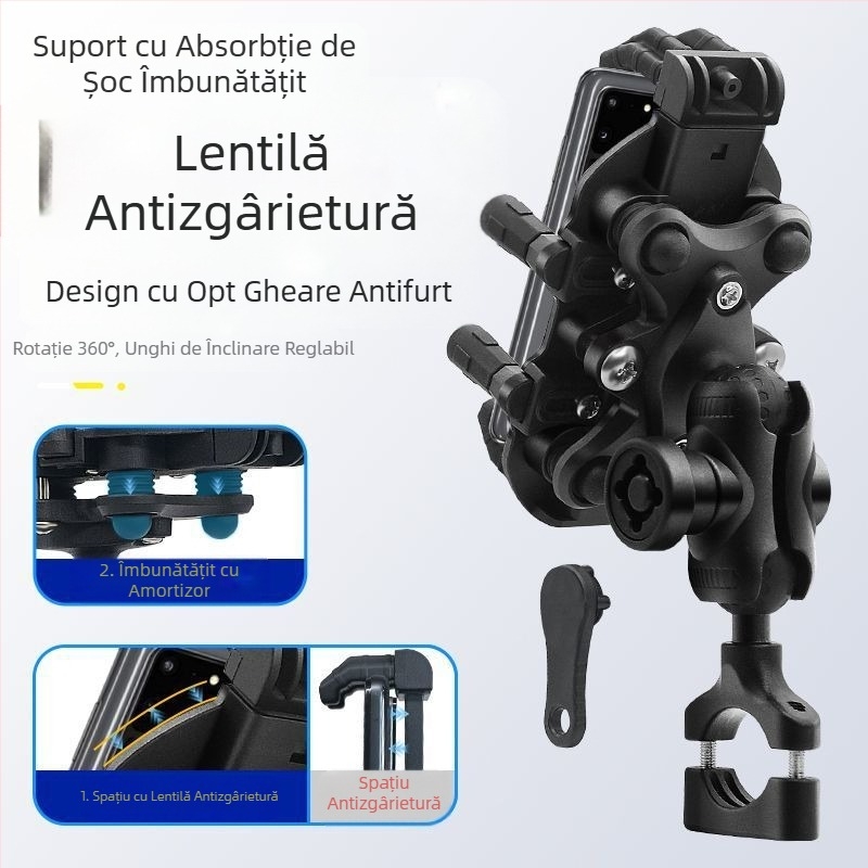 Suport telefon mobil H5X pentru motocicletă, cu absorbție de șocuri, antifurt, nr. 9, livrare vehicul electric