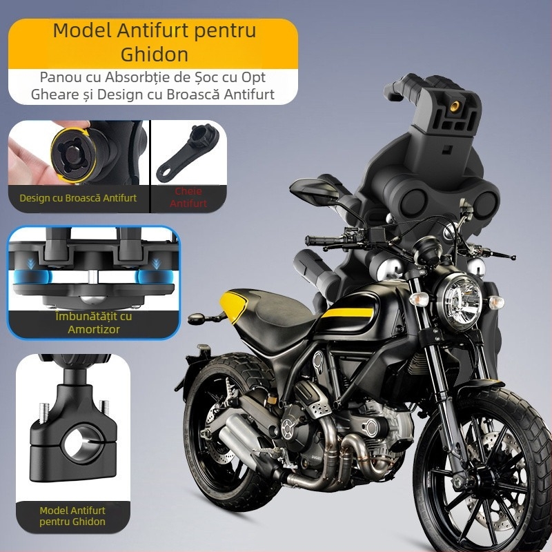 Suport telefon mobil H5X pentru motocicletă, cu absorbție de șocuri, antifurt, nr. 9, livrare vehicul electric