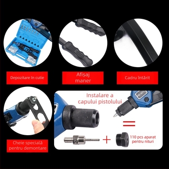 Mașină de nituit cu piuliță filetată M3-M12, fitinguri pentru nituri, 300 buc. mașină de nituit manuală/instrument pentru nituri cu piuliță