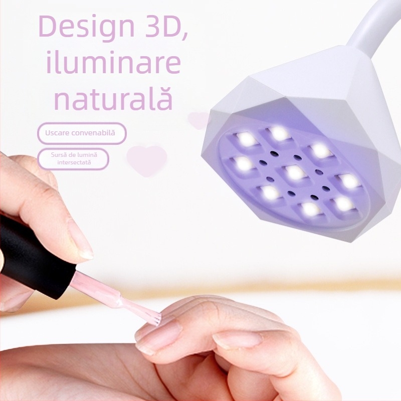 Lampă de unghii Lotus cu senzor inteligent, cu acumulator de energie pentru birou, cu afișaj, lampă de coacere UV, uscare rapidă, lampă de unghii