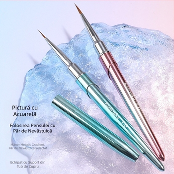 Stilou de unghii cu păr de nurcă gradient nou, linie de cârlig, smudging, stilou de acuarelă metalic pictat, magazin de unghii, instrument special de acuarelă