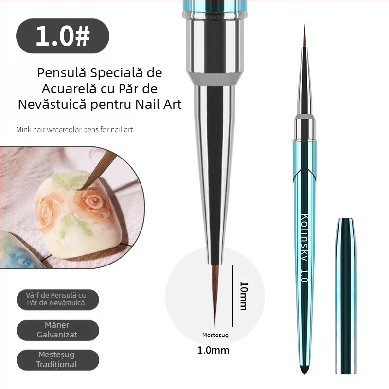 Stilou de unghii cu păr de nurcă gradient nou, linie de cârlig, smudging, stilou de acuarelă metalic pictat, magazin de unghii, instrument special de acuarelă