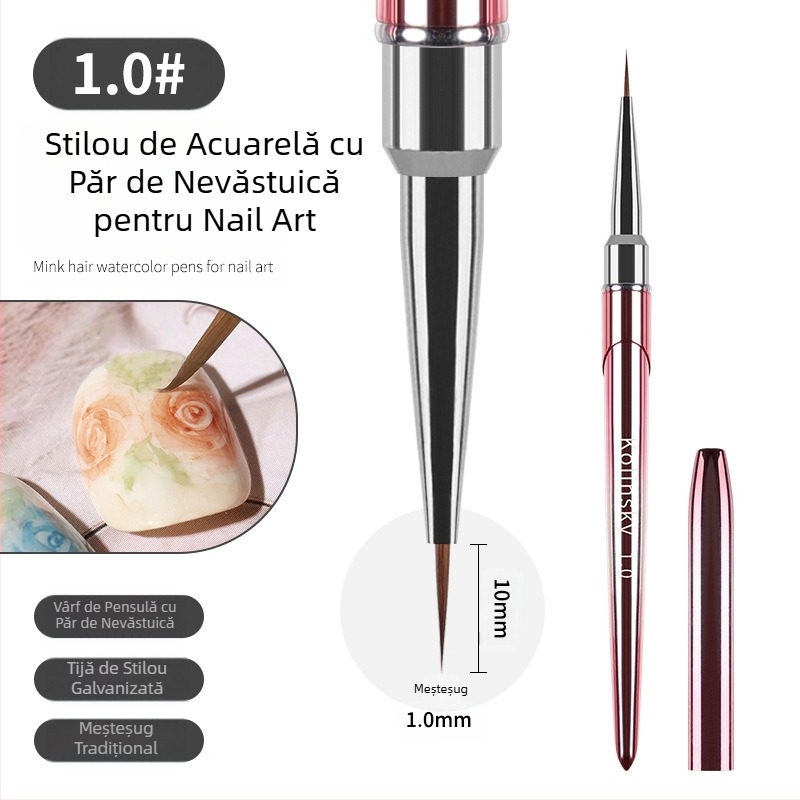 Stilou de unghii cu păr de nurcă gradient nou, linie de cârlig, smudging, stilou de acuarelă metalic pictat, magazin de unghii, instrument special de acuarelă