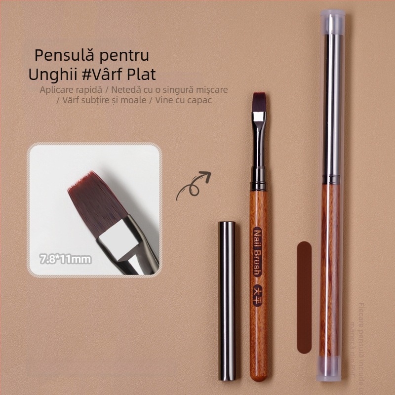 Stilou manichiură mare, stilou pătrat mare pentru fototerapie, cap plat mare, cu capac, tijă din lemn de santal, stilou rotund lat mare, instrumente de manichiură