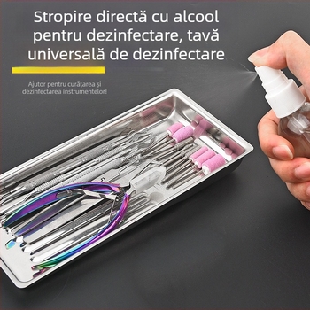 Placă specială de dezinfectare pentru unelte de unghii, din oțel inoxidabil 304 îngroșat, rezistent la temperaturi ridicate și coroziune, depozitare portabilă pentru unelte de unghii