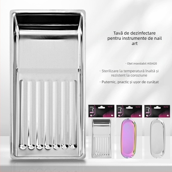 Placă specială de dezinfectare pentru unelte de unghii, din oțel inoxidabil 304 îngroșat, rezistent la temperaturi ridicate și coroziune, depozitare portabilă pentru unelte de unghii