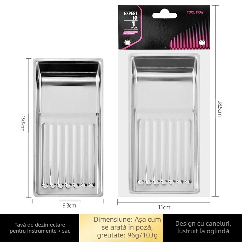 Placă specială de dezinfectare pentru unelte de unghii, din oțel inoxidabil 304 îngroșat, rezistent la temperaturi ridicate și coroziune, depozitare portabilă pentru unelte de unghii