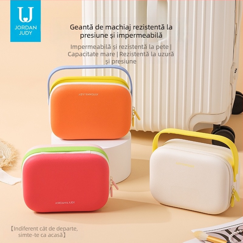 Geantă cosmetică portabilă, geantă de depozitare cosmetică compartimentată de mare capacitate, geantă cosmetică portabilă impermeabilă și rezistentă la presiune, geantă de toaletă de călătorie