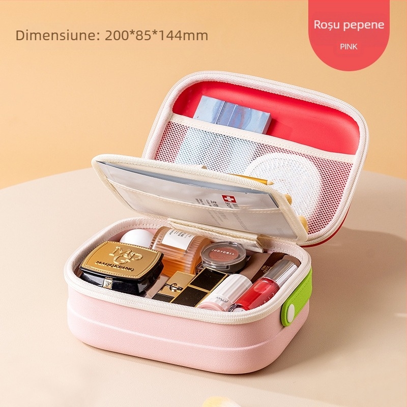 Geantă cosmetică portabilă, geantă de depozitare cosmetică compartimentată de mare capacitate, geantă cosmetică portabilă impermeabilă și rezistentă la presiune, geantă de toaletă de călătorie