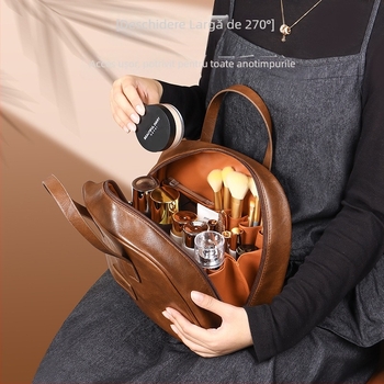 Geantă cosmetică retro din piele cu ceară de ulei pentru femei, capacitate mare, la modă, portabilă, de înaltă calitate, pentru călătorii, pentru îngrijirea pielii, geantă de depozitare