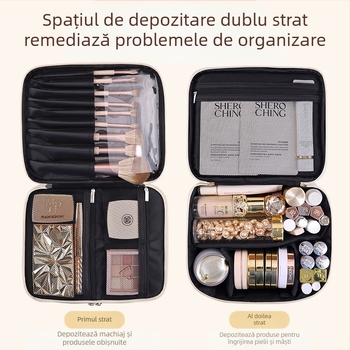 Geantă cosmetică mare din PU, cu patru straturi, transfrontalieră, pentru femei, portabilă, de înaltă clasă, cu capacitate mare, pentru depozitarea cosmeticelor