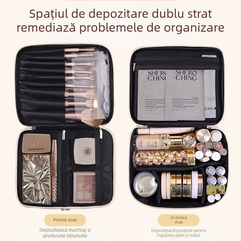 Geantă cosmetică mare din PU, cu patru straturi, transfrontalieră, pentru femei, portabilă, de înaltă clasă, cu capacitate mare, pentru depozitarea cosmeticelor