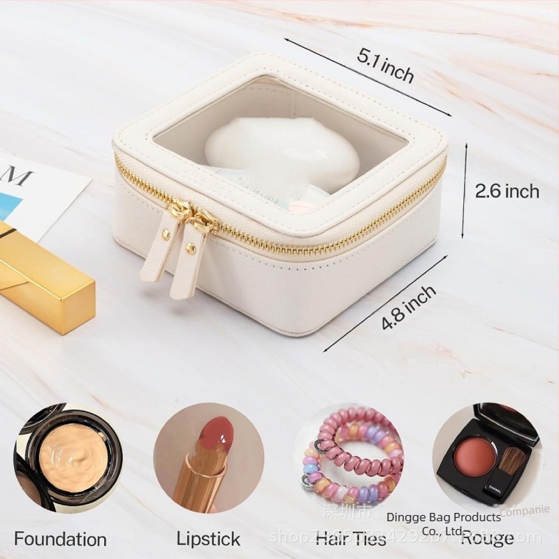 Geantă cosmetică transparentă mini, geantă de machiaj din piele drăguță, organizator de portofel, organizator esențial pentru mașină