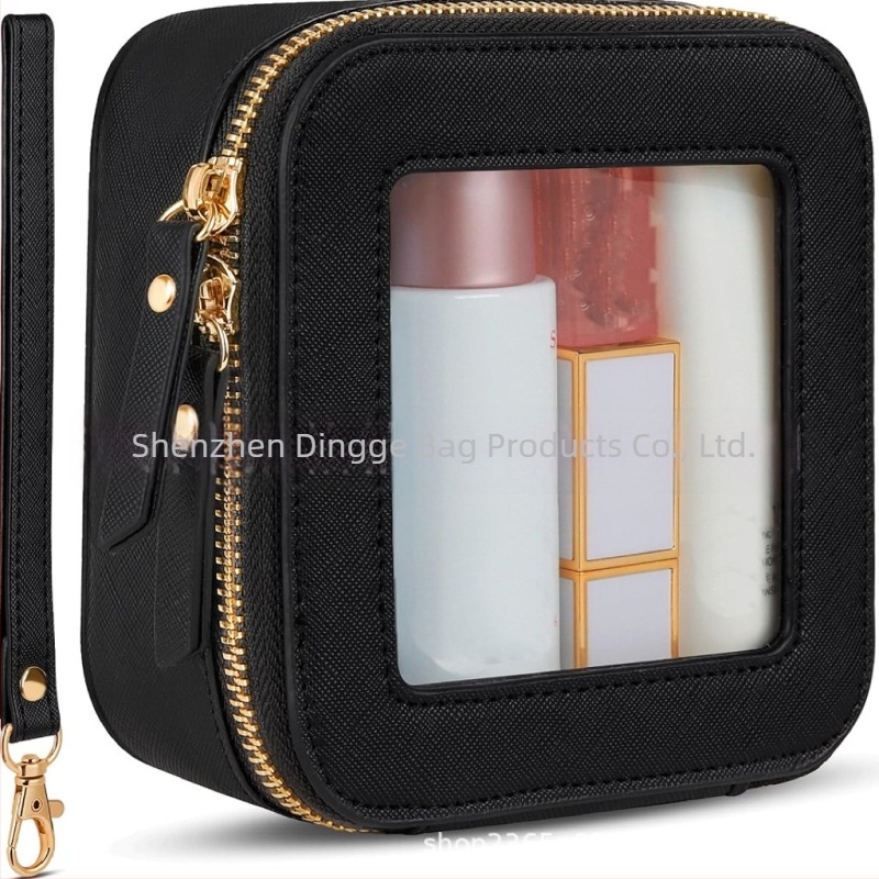 Geantă cosmetică transparentă mini, geantă de machiaj din piele drăguță, organizator de portofel, organizator esențial pentru mașină