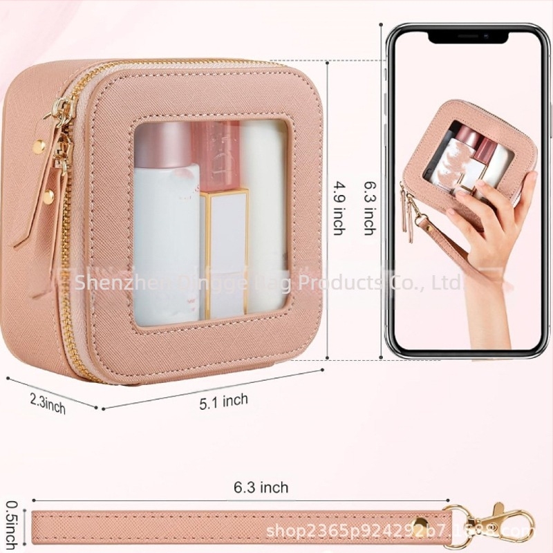 Geantă cosmetică transparentă mini, geantă de machiaj din piele drăguță, organizator de portofel, organizator esențial pentru mașină