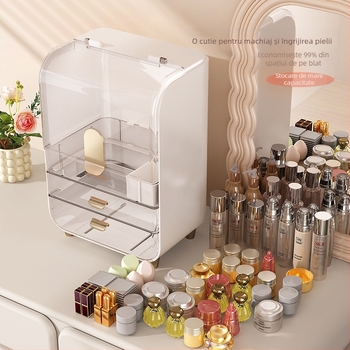 Masă de toaletă cosmetice cutie de depozitare uz casnic rezistent la praf mare capacitate îngrijirea pielii depozitare raft transparent depozitare dulap cosmetice cutie
