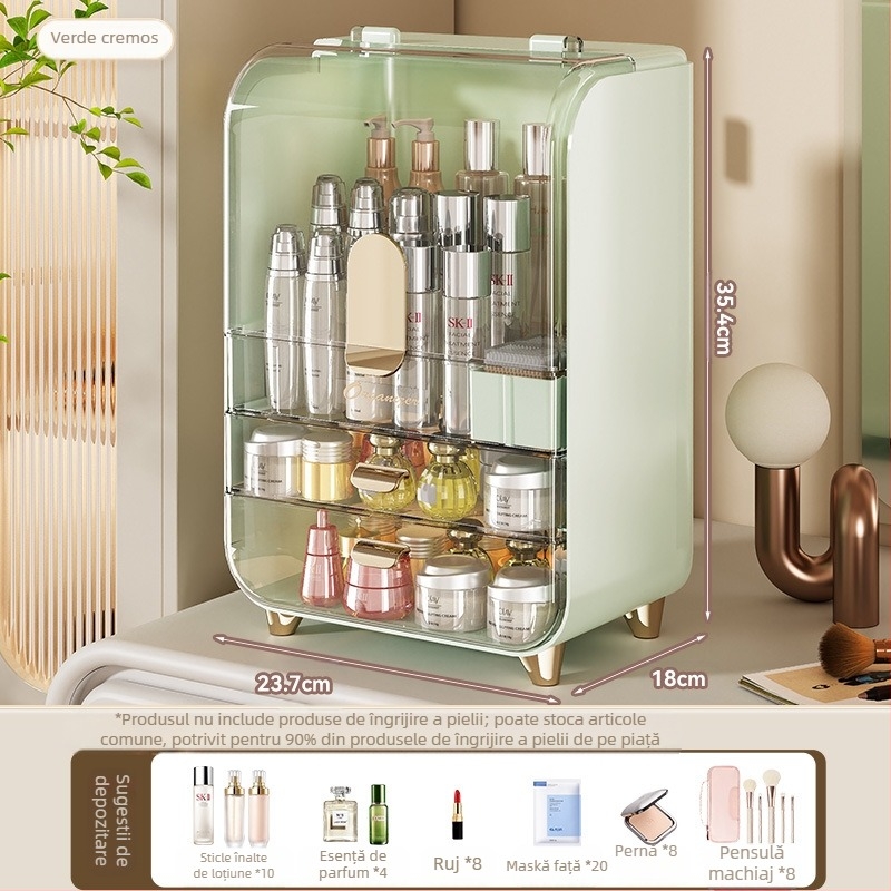 Masă de toaletă cosmetice cutie de depozitare uz casnic rezistent la praf mare capacitate îngrijirea pielii depozitare raft transparent depozitare dulap cosmetice cutie