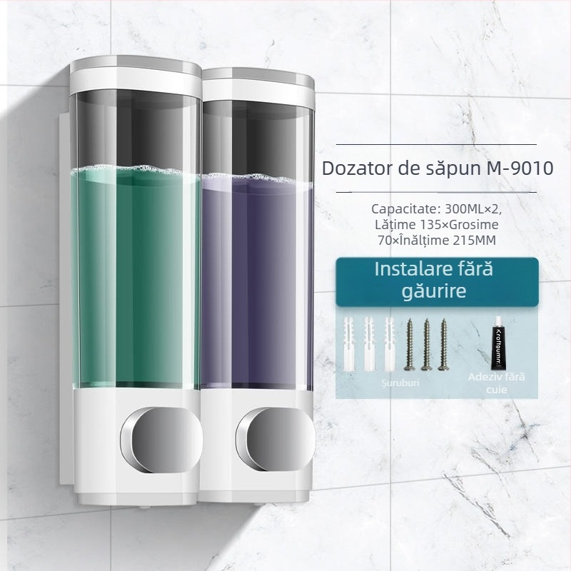 Dezinfectant de mâini pentru baie, hotel Morton, suspendat pe perete, mașină de detergent de bucătărie, dozator de săpun fără perforare, cutie dezinfectantă pentru mâini