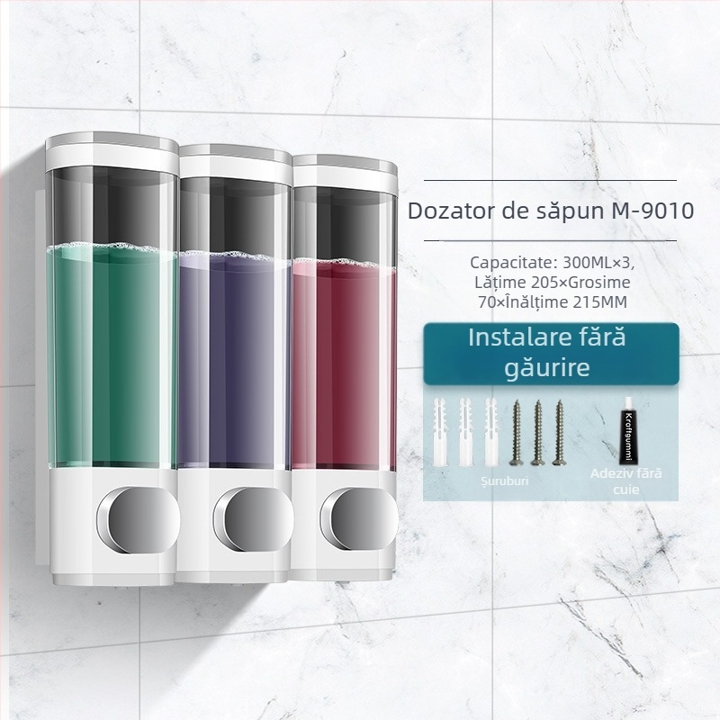 Dezinfectant de mâini pentru baie, hotel Morton, suspendat pe perete, mașină de detergent de bucătărie, dozator de săpun fără perforare, cutie dezinfectantă pentru mâini
