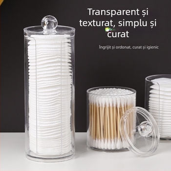 Cutie de depozitare rotundă transparentă cu două straturi, pentru acasă, pentru machiaj, cutie de scobitori din bumbac, capacitate mare, creativă, simplă, Ins