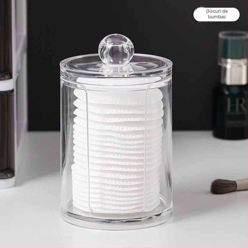 Cutie de depozitare rotundă transparentă cu două straturi, pentru acasă, pentru machiaj, cutie de scobitori din bumbac, capacitate mare, creativă, simplă, Ins